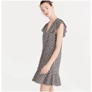 MADEWELL Gingham Flutter Sleeve Mini Dress 0